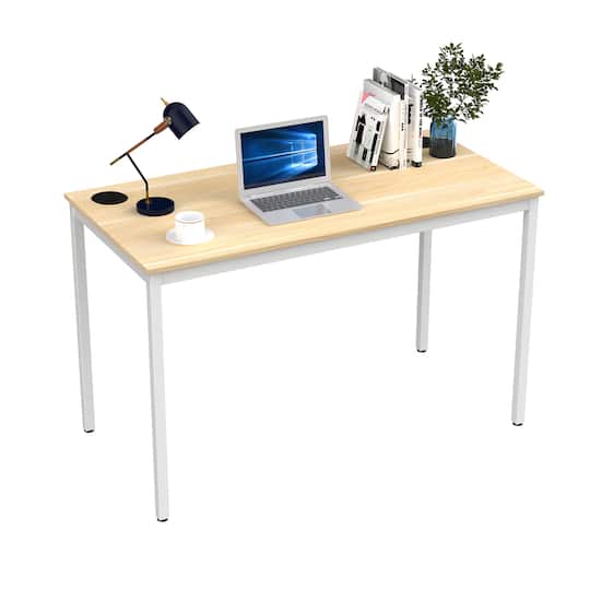 Eureka Ergonomic&#xAE; 47&#x22; Natural D02 Simple Style Crafting Table &#x26; Workstation with White Legs